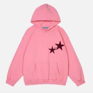Aelfric Eden Star Print Color Contrast Hoodie Pink Size Large